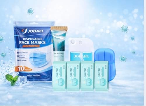 On-the-Go Portable Hygiene & Personal Care Kit, All in one Travel Essentials with Hand Sanitizer, Hand Cream, Paper Soap, Wet Wipes, Disposable Gloves, Perfect as a Gift(All in one kit 8pcs) — view 2