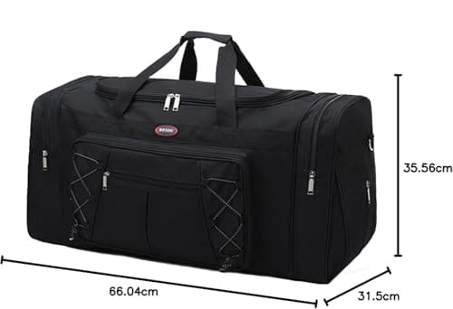 Travel Duffle Bags for Men Weekender Over Night Carry On Bag Lightweight Extra Large Oxford Duffel Gym Sturdy Luggage Water-Proof for Men & Women 26" (Blue Gold), Red Gold, XL (Pure Black) — view 3