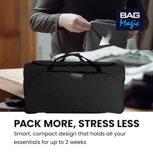 Bordlite 30" Black Extra Large Wheeled Holdall – Durable Twill 2-Wheel Travel Bag with Trolley Handle & 127L Capacity – Heavy-Duty Duffel Luggage for Holidays & Work Trips — view 6