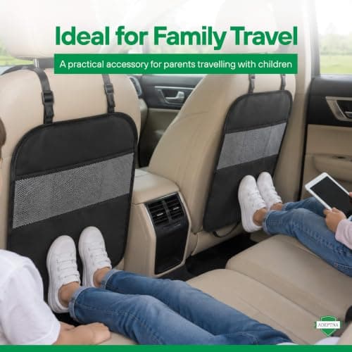 ADEPTNA ® 2 Pack Car Organizers Kick Mat Car Seat Protector Cover 3 Mesh Pockets Toy Storage Organiser Kids — view 5