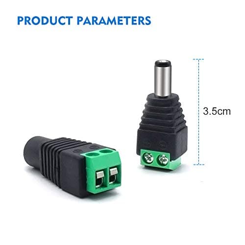 LightingWill 10-Pack 5.5 × 2.1mm Male DC Power Jack Connectors, Screw-Terminal Barrel Plug Adapters for 12 V CCTV Cameras and LED Strips — view 3