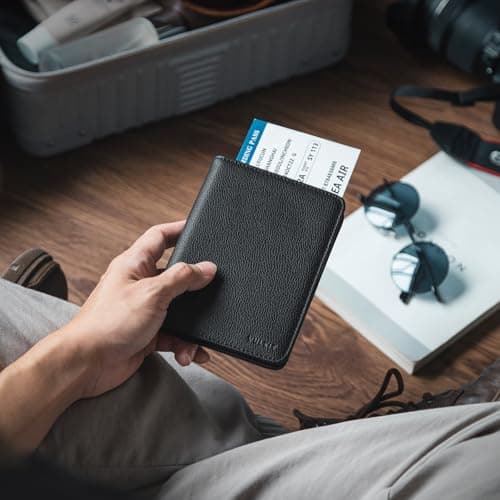 VULKIT Leather RFID Blocking Travel Wallet - Organiser with Passport Holder, Business & Credit Card Slots, Boarding Pass Pocket — view 2