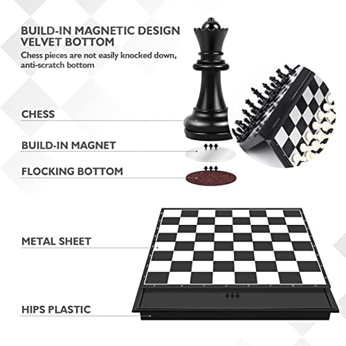 Peradix Chess Board Set Game -Travel Magnetic Chess Piece Set with Chess Folding/Portable Storage Board-Traditional Strategy Game for Kids/Children/Adults — view 4