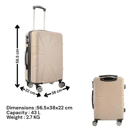 53X38X22CM Cabin Suitcase 4 Wheel Hardshell Expandable Luggage Case Hand Carry On ABS (T-HC-CABIN-2029) (Beige) — view 2