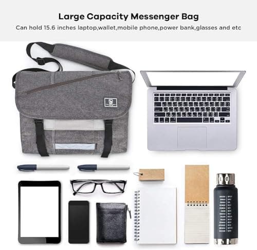 OIWAS Messenger Bags for Mens Shoulder Bag, 15.6 Inch Laptop Satchel Bag Men Bag Anti Theft School Travel Work Grey — view 5