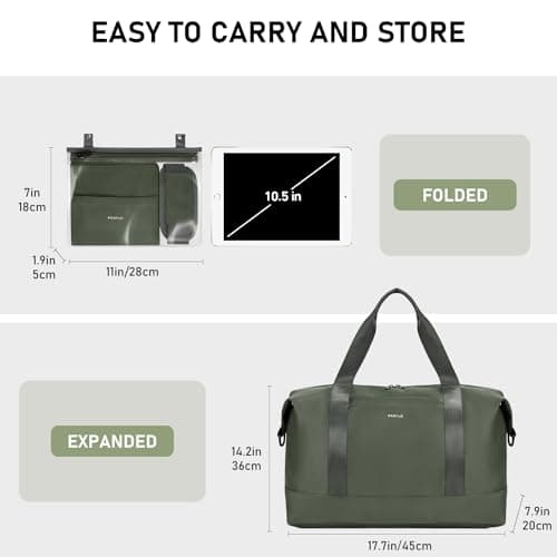 ECOHUB Easyjet 30L Cabin Bag 45x36x20 Underseat Travel Flight Bag Foldable Carry On with Removable Wet Pocket Waterproof Overnight for Women (Green) — view 5