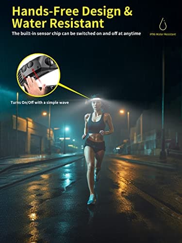 Smiling Shark LED Headlamp, 230°Wide Angle 3*White Light Strips the Brightest Head Lamp Rechargeable with Motion Sensor Waterproof Headlight for Camping Hiking Outdoor, Head-Lamp-LED-Frontale-Light — view 5