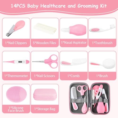 Flintronic14 in 1 Baby Healthcare and Grooming Kit, Newborn Baby Care Accessories with Hair Brush, Comb, Nail Clippers, for Newborn Boys Girls — view 3