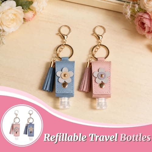 Jifudaciko 2 Pcs Hand Sanitiser with Clip, 30ml Refillable Empty Travel Bottles for Hand Sanitizer Lotion, Hand Sanitiser Keyring Holder for Purse Backpack, Portable Hygiene Accessory — view 4