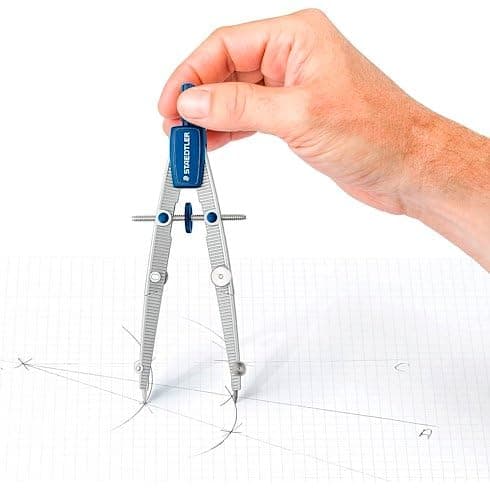 STAEDTLER 550 01 Noris School Compass with Centre Wheel, Universal Adapter and Lead Box (350 mm Diameter), Blue / Silver — view 2