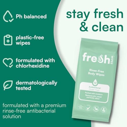 FreshWipes Antibacterial Body Wet Wipes For Adults 1 Pack (12 Wipes) - Ocean Fresh Scent - Extra Large Biodegradable - Dermatologically Tested & Suitable for Elderly or Disabled - Great for Camping — view 2