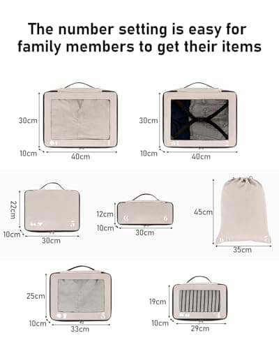 ECOHUB Packing Cubes for Suitcase 7 PCS Travel Organiser Packing Bags Recycled PET Eco Friendly Travel Accessories Shoes Bags Storage Bag Luggage Organiser Pouch(Beige) — view 2