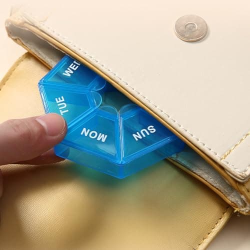 Labyrinxel 4pcs Weekly Pill Box Organiser Mini Portable 7 Day Tablet Storage Case with Snap-Shut Lids for Travel and Daily Use — view 6