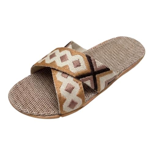 Women's Printed Casual Sandals with Arch Support, Breathable Slip-On Slides for Summer Outdoor and Indoor Use, Lightweight EVA Sole(Black, 7)