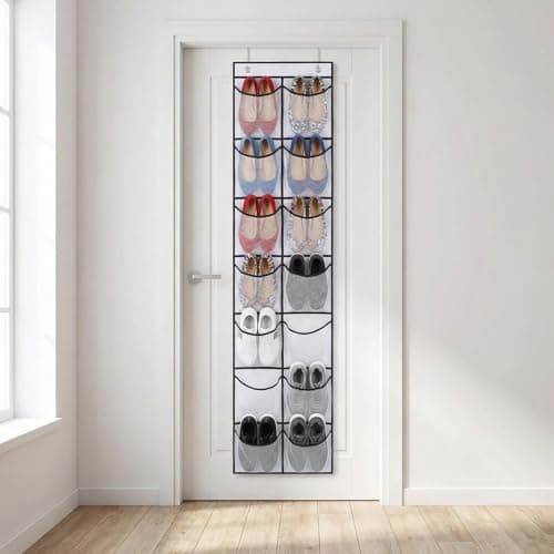Merzio Over the Door Shoe Organiser with 14 Large Pockets, Versatile Hanging Shoe Storage Rack for Wardrobe, Closet, Bathroom - Space Saving Solution — view 4