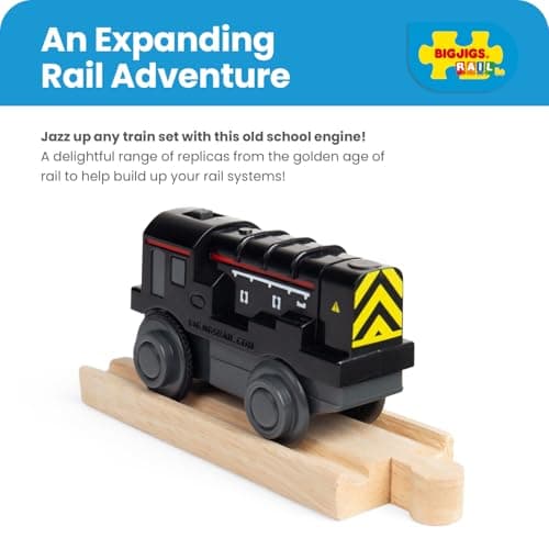 Bigjigs Rail Battery Operated Diesel Shunter | Motorised Train Engine for Wooden Railway Track Sets | Gift Model for 3+ Year Old Kids | Educational Toy for Toddlers — view 6