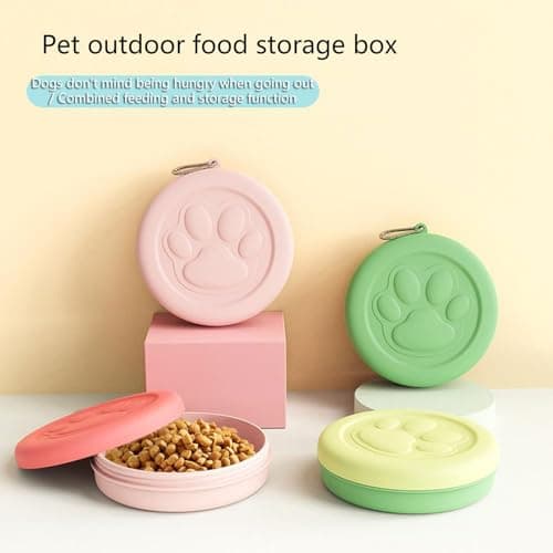 micherr Pet Feeders,Dog Travel Bowls Portable Cats Water Dish Bowl with Cover Lid for Pet Walking Parking Camping Traveling — view 3