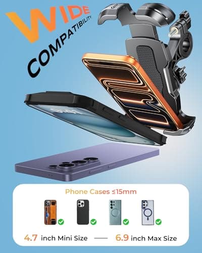 Glangeh Bike Phone Holder, [Upgraded Reinforced Clamp] Motorbike Phone Mount with Secure Lock, Universal 360° Rotatable Bike Phone Mount Compatible with iPhone 17 Pro Max/15/S25 Ultra, 4.7-6.9’’ Phone — view 6