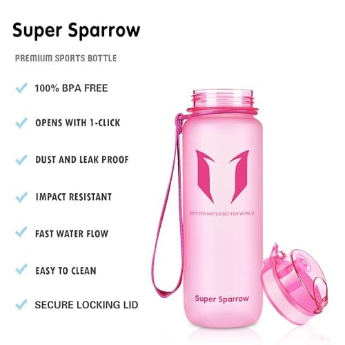 Super Sparrow Sports Water Bottle - 500ml - Non-Toxic BPA Free & Eco-Friendly Tritan Co-Polyester Plastic - For Running, Gym, Yoga, Outdoors and Camping — view 2
