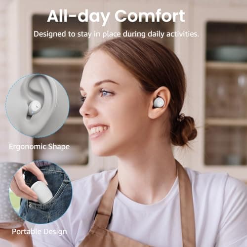 TOZO A1 Wireless Earbuds, Bluetooth 5.3 Earphones, Support APP EQ Setting, 32H Long Playtime, Ear Buds with HiFi Stereo Sound, Light-Weight Wireless Earphones, IPX5 Waterproof White — view 2