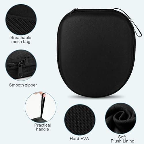 Ainiv Hard Case Compatible with Sony WH-CH700/710/720N WH-1000XM4 and JBL 720BT 710BT Wireless Noise Cancelling Headphones, Large Headphone Case, Portable Travel Headphone Storage Cover Bag (Black) — view 3