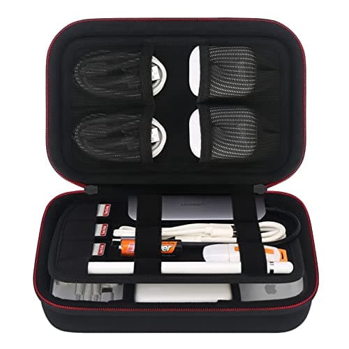 Elonbo Hard Travel Cords Organizer Universal Small Electronic Accessories Carrying Bag for Chargers MacBook Adapter Magic Mouse Apple Pencil Flash Disk Tech Portable Storage Bag, Black