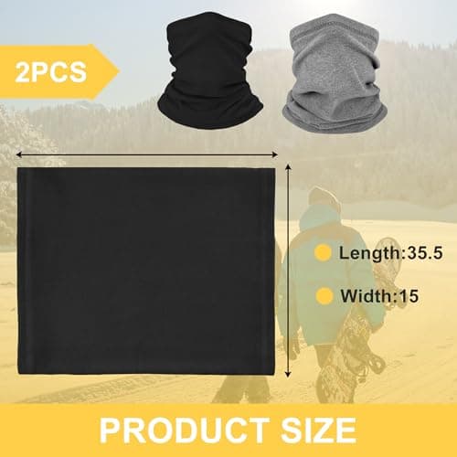 ehsbuy Winter Neck Warmer Snoods for Men Women Fleece Neck Gaiter Windproof Cold Weather Ski Face Scarf for Sports Running Cycling — view 2