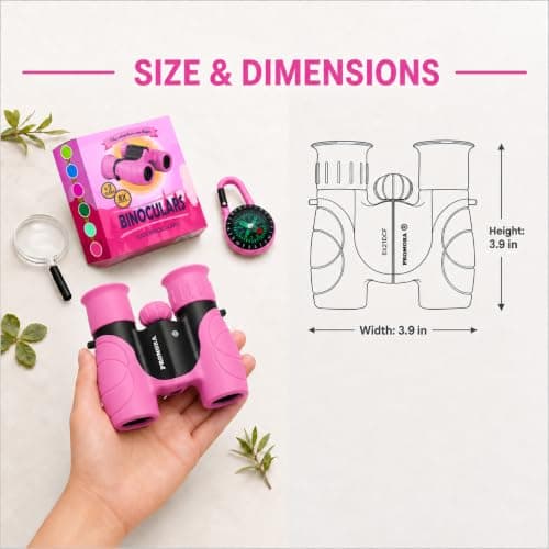 Promora Binoculars for Kids, Set with Magnifying Glass & Compass - Outdoor Toys, Kid Binoculars for 3-12 Years Boys and Girls for Toddler, Gift for Kids — view 3