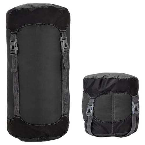 Compression Stuff Sack for Sleeping Bag,11L/18L/30L/45L Lightweight Waterproof Compact Compression Nylon Stuff Sack StorageBag,Travel Compression Bag for Camping,Backpacking,Clothe Storage (Black, XL)
