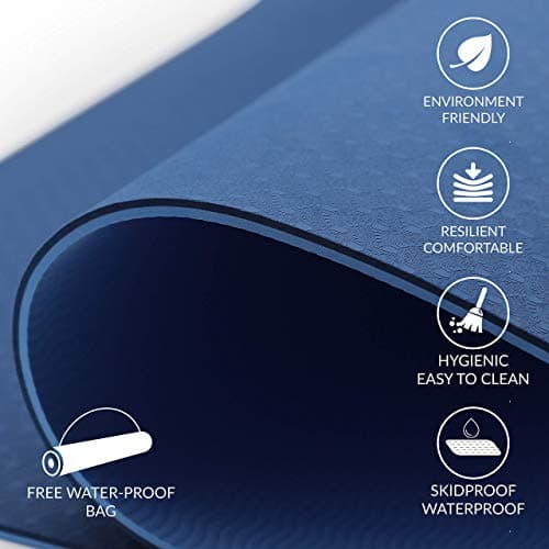 ComFyMat Yoga Mat – Non-Slip Gym Mat, Workout Mat for Pilates, Meditation, Women, Men, Fitness Exercise Mat, 183cmx61cmx6mm (Navy/Blue) — view 6
