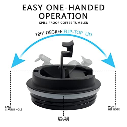 Tlater Coffee to go Mug, 380 ml, with Leak-Proof lid, Double-Walled, Stainless Steel, for Coffee and Tea (Black) — view 4