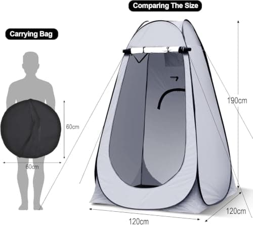 LEMROE Pop Up Tent Portable Privacy Shelter for Camping Shower 120CM Grey — view 2