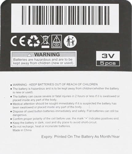 Warriors 5X CR2032 Batteries, 3V 240mAh Lithium Coin Batteries — view 6