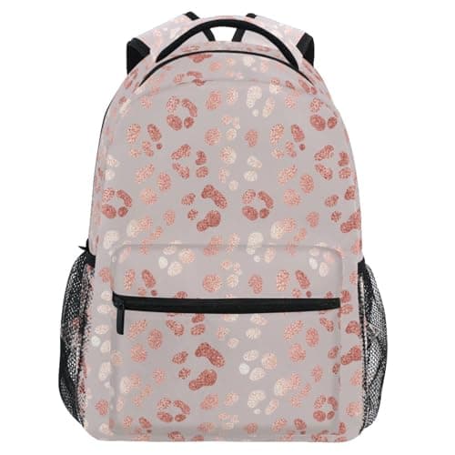 Student Travel School Backpack Rose Gold Laptop Backpacks Tablet Bookbags, Pink 15, One size