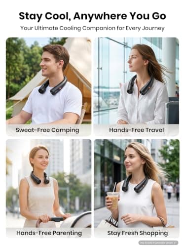 Warmco N3 Portable Neck Fan, 5200mAh Rechargeable Personal Fan for Travel — view 6