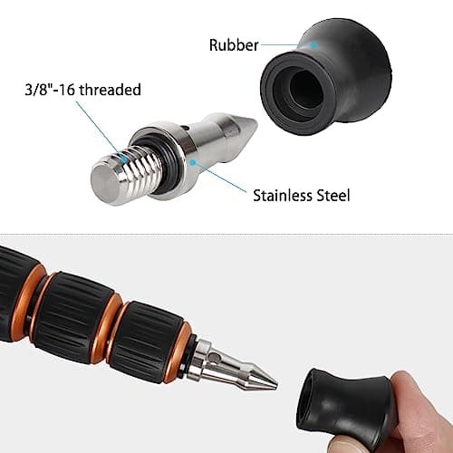 Koolehaoda Tripod Feet Rubber Spike Stainless Steel 3/8" Universal 3 Pack — view 5