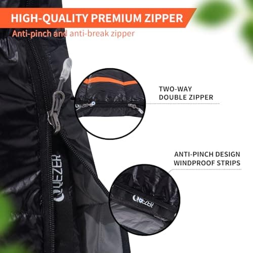 QEZER Down Sleeping Bag,Lightweight Rectangular Winter Sleeping Bag [1180g/1860g] for Adults and Kids 4 Season Camping, Hiking,Warehouse and Moutaineering Outdoor (Black, 600g down) — view 5