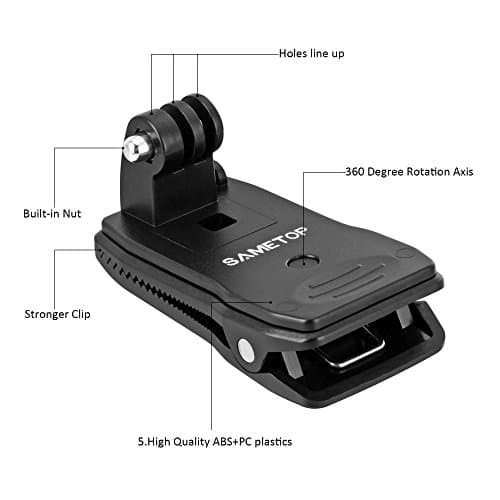 Sametop Backpack Strap Hat Clip Mount Compatible with GoPro — view 3