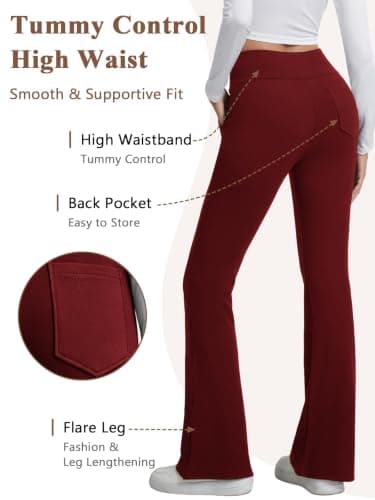 Vorvowry Women Fleece Lined Flared Leggings High Waisted with Pockets M — view 5