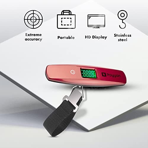 Rayyan Luggage Scale Digital Portable Suitcase Scale Hanging Scales Luggage Weighing Scale With Backlight And Tare Function 110/50Kg Capacity (Red) — view 3