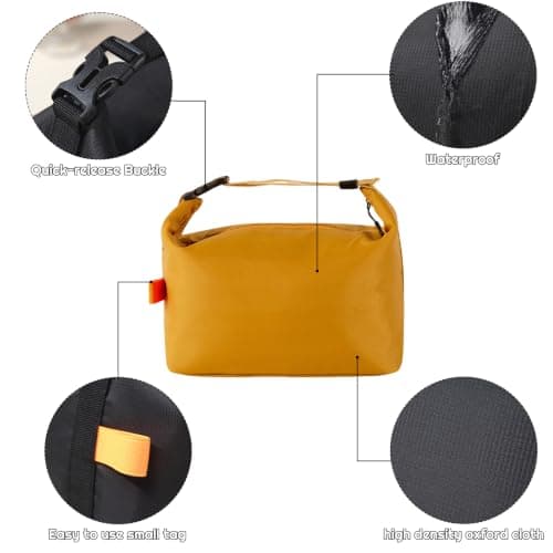 YUDANSI Insulated Lunch Bag with Thick Foil, Leakproof Thermal Lunch Tote for Work School Picnic, Large Capacity Cooler Bag with Adjustable Shoulder Strap for Men Women Adults Kids (Yellow) — view 5