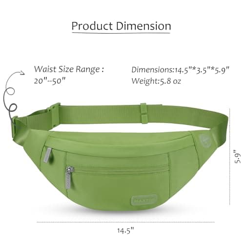 MAXTOP Large Bumbag Waist Fanny Pack Running Belt for Men Women Unisex Bum Bag with Headphone Jack and 4-Zipper Pockets Adjustable Belt for Travel Running Jogging Workout Hiking Gifts Khaki Green — view 5
