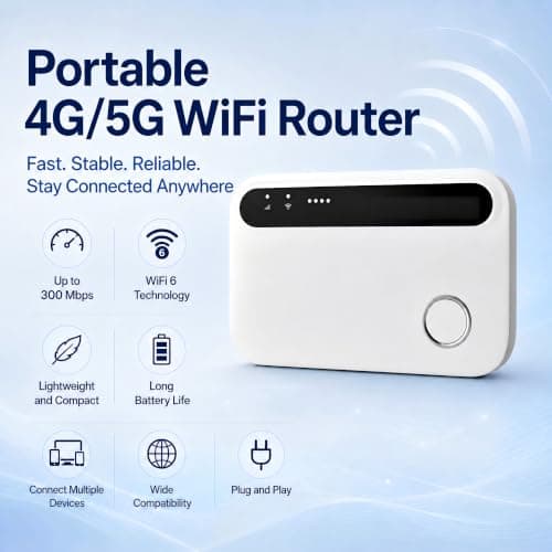 4G/5G Router with SIM Card Slot, Portable Mobile WiFi 6 Travel Router — view 2