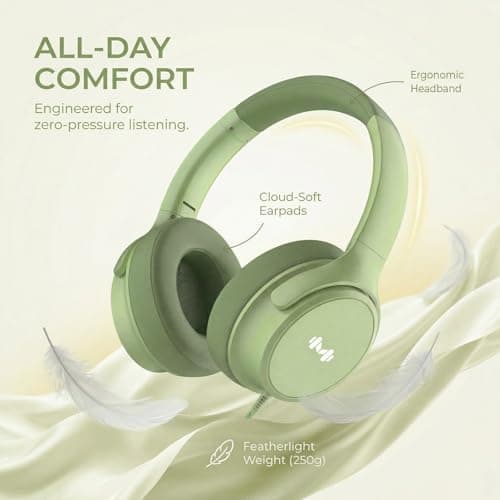 Zollexa Wired Over-Ear Headphones, Mic, 3.5mm Plug, USB-C Adapter, Green — view 6