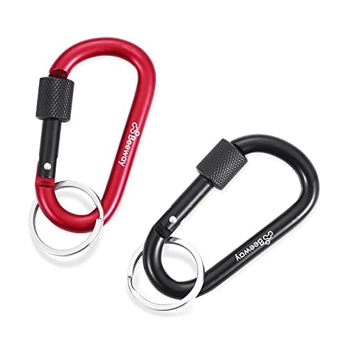 BEEWAY Locking Carabiner, 8 Pack Premium Aluminum Alloy D-Ring Carabiners Key Chain Clip Hook for Camping, Hiking, Traveling, Fishing, Backpack — view 3