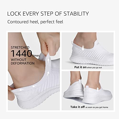 Womens Nordic Walking Shoes Casual Trainers Comfortable Nurse Shoes Lightweight Running Shoes Fashion Mesh Tennis Sneaker Athletic Outdoor Sport Shoes White UK 4 — view 4