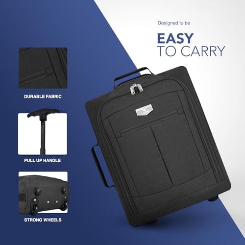 LUGG Cabin Size Lightweight Luggage - Durable 600D Polyester Snowflake Push Up Trolley - Solid Wheels - Easyjet, Ryanair, British Airways - Airway Locker (55x40x20cm) — view 5