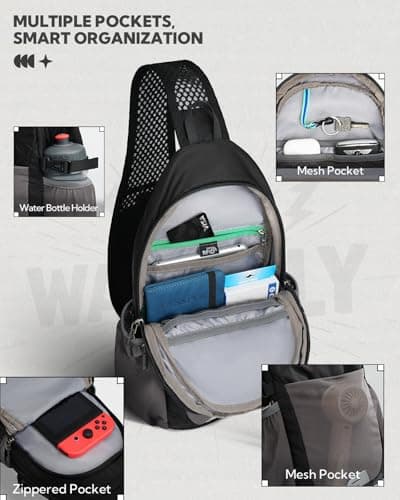 Waterfly Foldable Sling Bag Men Women, Anti Theft RFID Crossbody for Travel — view 5