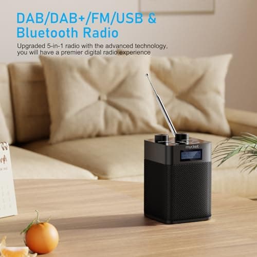 Mycket DAB/DAB+ Digital & FM Radio, USB Rechargeable and 2200mAh Battery Powered Radio,Portable DAB Radio, Radio with Bluetooth/U Disk, 80 Preset Stations,Headphone Jack, LED Display, for Home,Travel — view 2