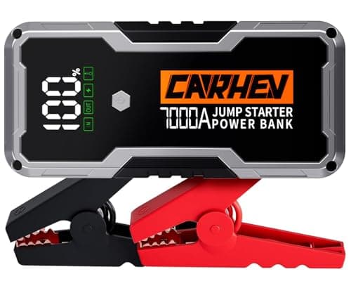CARHEV 7000A Jump Starter Power Pack, 12V Car Battery Booster Jump Starter (up to 10.0L Petrol or 10.0L Diesel Engine), Portable Car Jump Starter Power Bank with Jump Leads and Fast Charging USB Ports